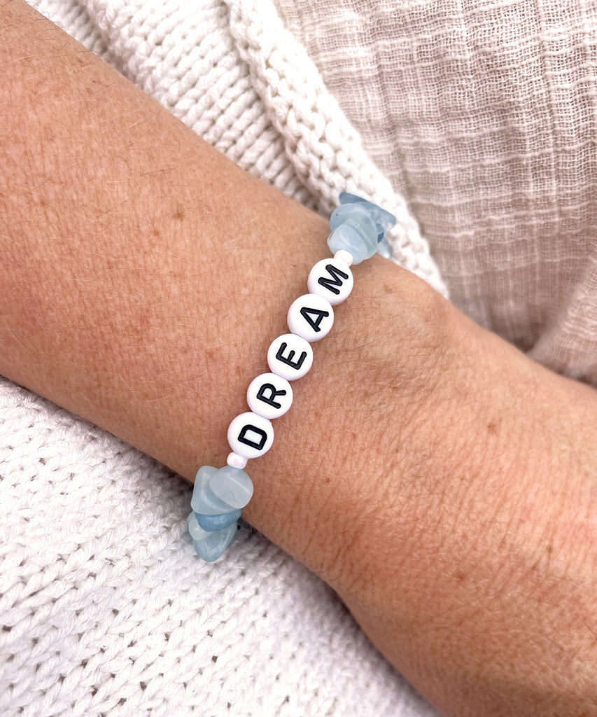 Good Vibes Personalised Bracelet // Aquamarine