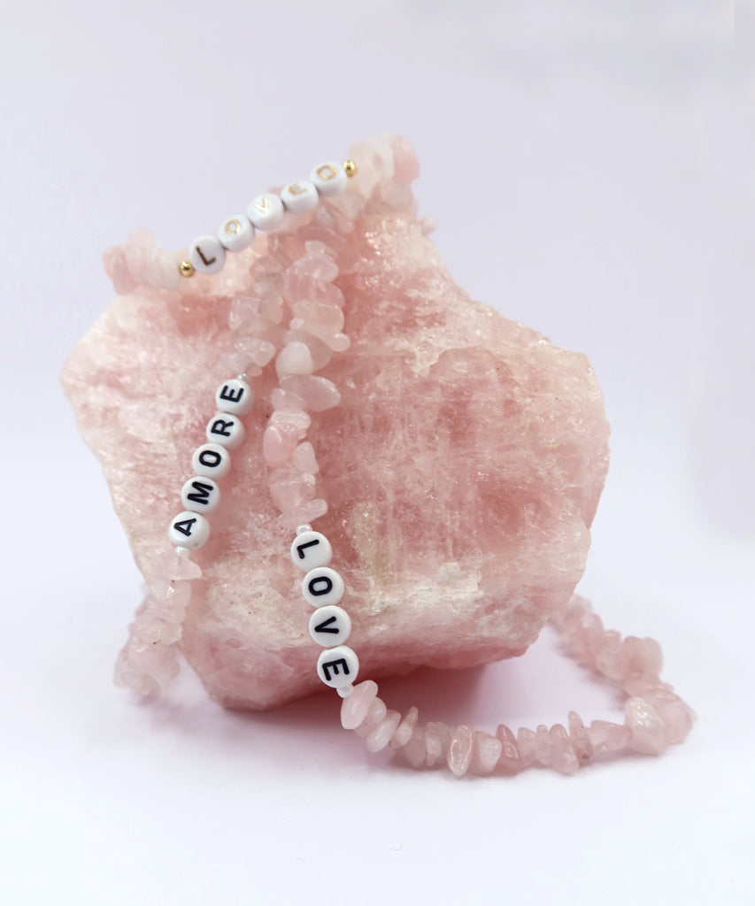 Good Vibes Personalised Bracelet // Rose Quartz