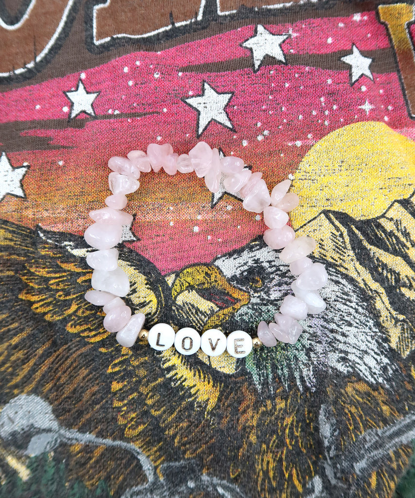 Good Vibes Personalised Bracelet // Rose Quartz