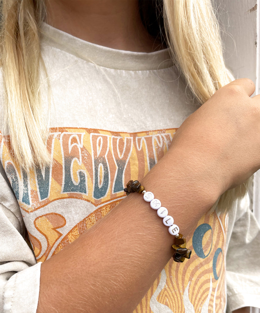 Good Vibes Personalised Bracelet // Tiger's Eye