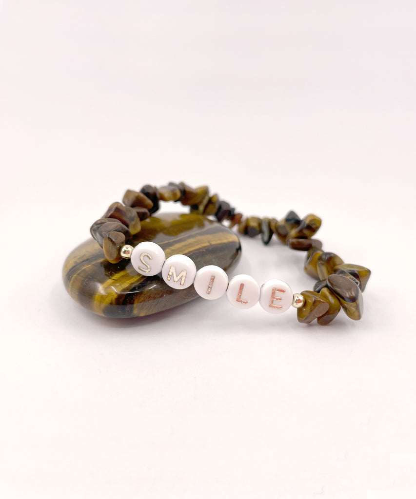 Good Vibes Personalised Bracelet // Tiger's Eye